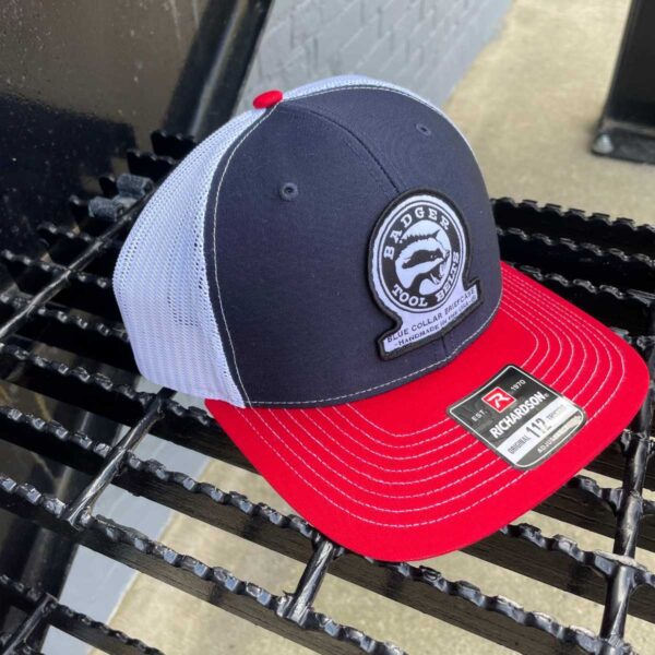 red and blue hat