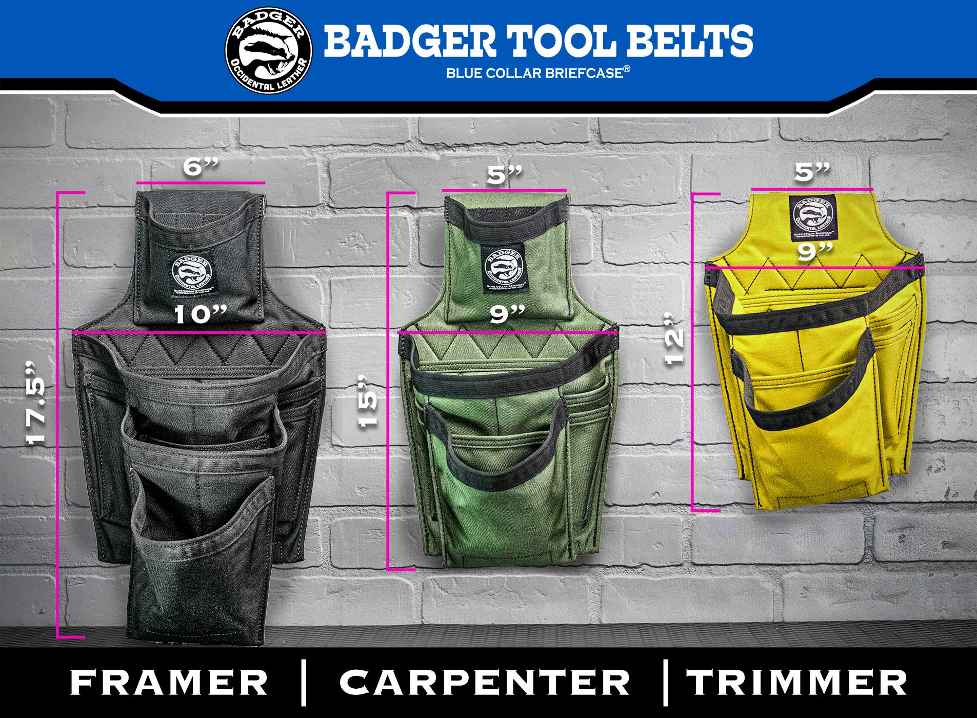 Side-By-Side Trimmer Solid Belt Badger Tool Belts