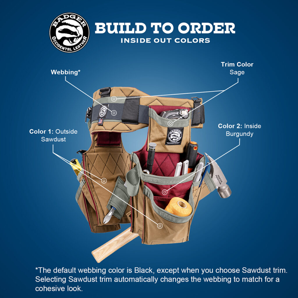 A graphic showing the color configuration for Badger Tool Belts' Inside-Out Color Configuration