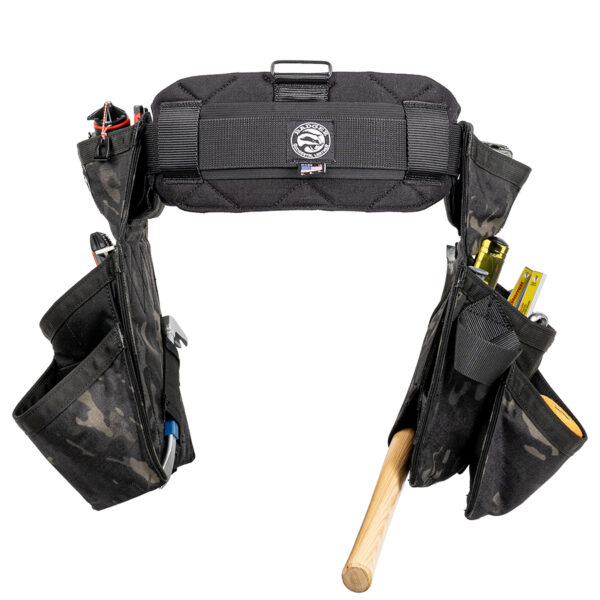 Badger Side-by-side Carpenter Belt, black camo, filled back view